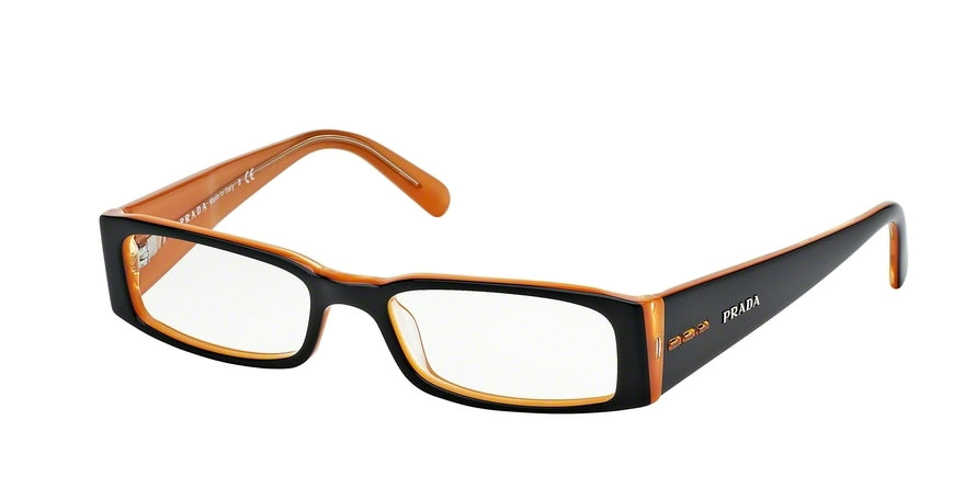 Prada PR10FV Rectangle Eyeglasses  2BX1O1-TOP BLACK ON ORANGE 53-16-135 - Color Map black
