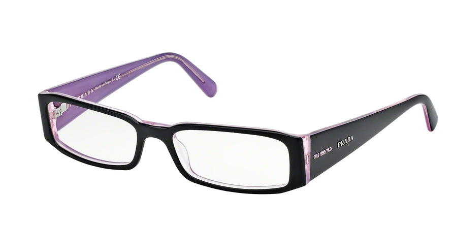 Prada PR10FV Rectangle Eyeglasses  3AX1O1-BLACK/PINK 53-16-135 - Color Map black