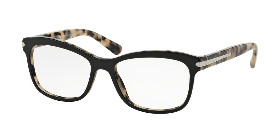 Prada PR10RV Rectangle Eyeglasses  ROK1O1-TOP BLACK/WHITE HAVANA 55-17-140 - Color Map black