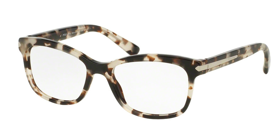 Prada PR10RV Rectangle Eyeglasses  UAO1O1-SPOTTED OPAL BROWN 53-17-140 - Color Map brown