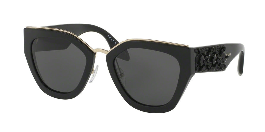 Prada PR10TS Irregular Sunglasses  1AB5S0-BLACK 52-22-140 - Color Map black