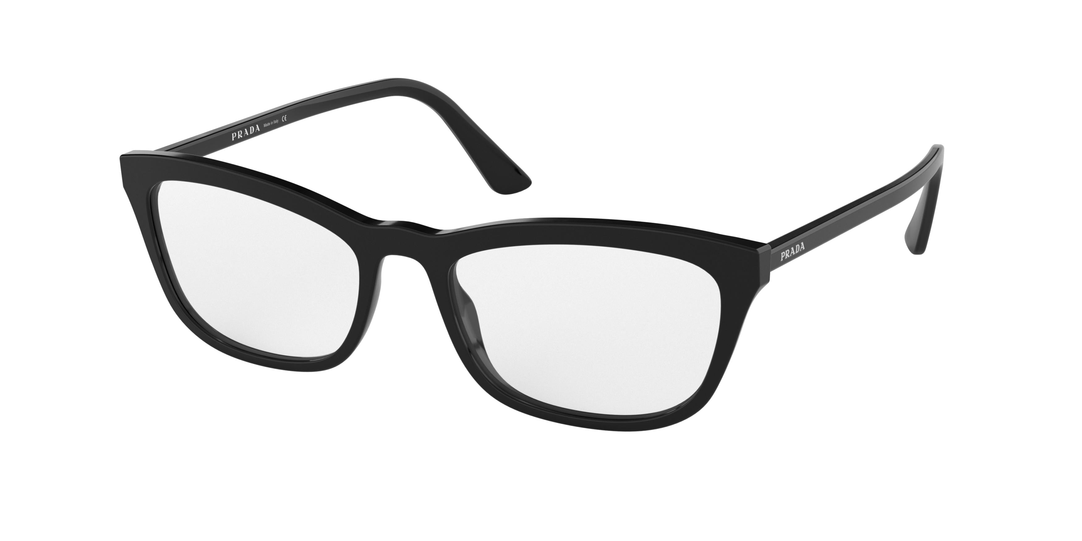Prada CATWALK PR10VV Pillow Eyeglasses  1AB1O1-Black 54-145-18 - Color Map Black