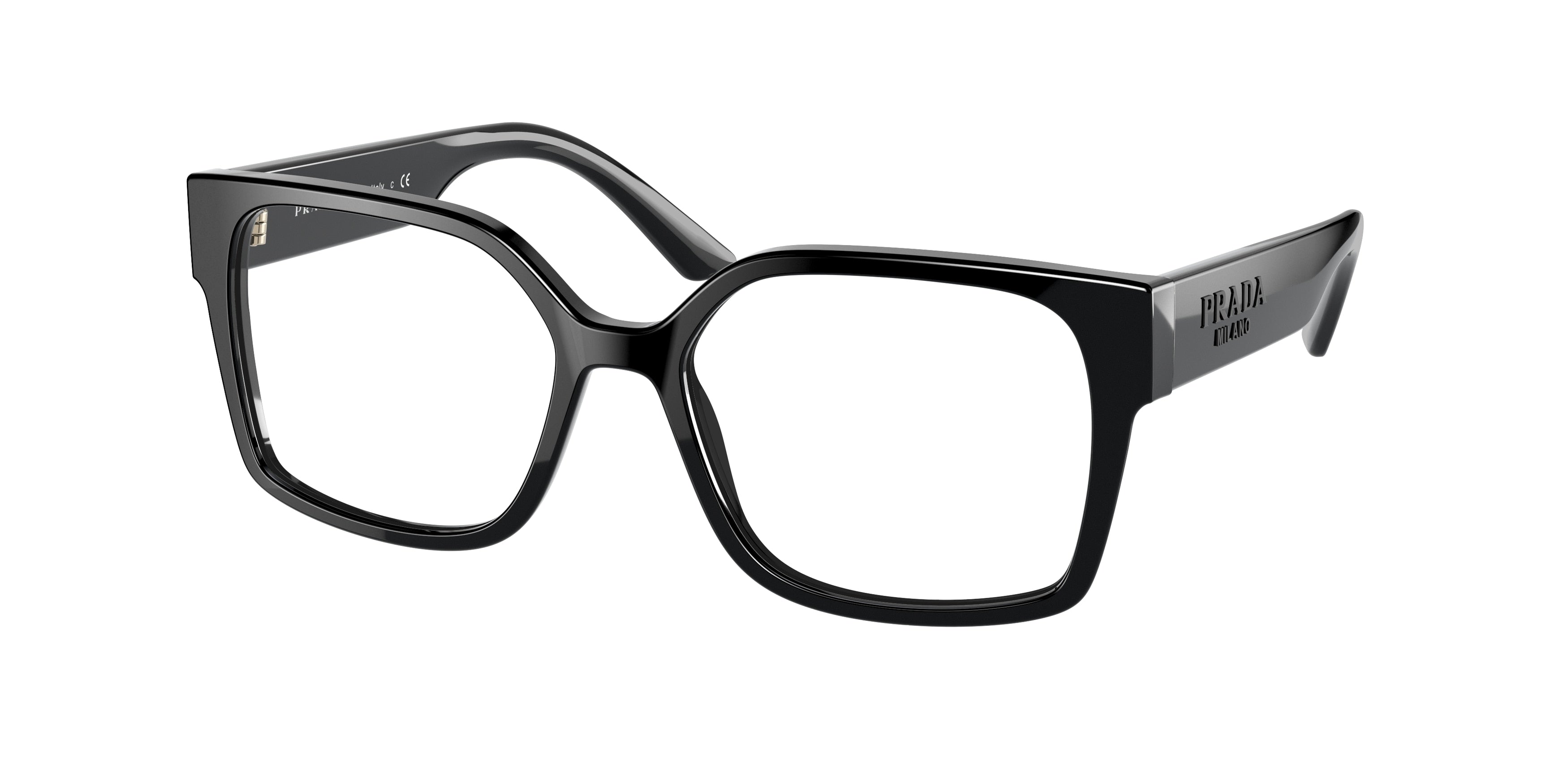 Prada PR10WV Rectangle Eyeglasses  1AB1O1-Black 54-140-17 - Color Map Black