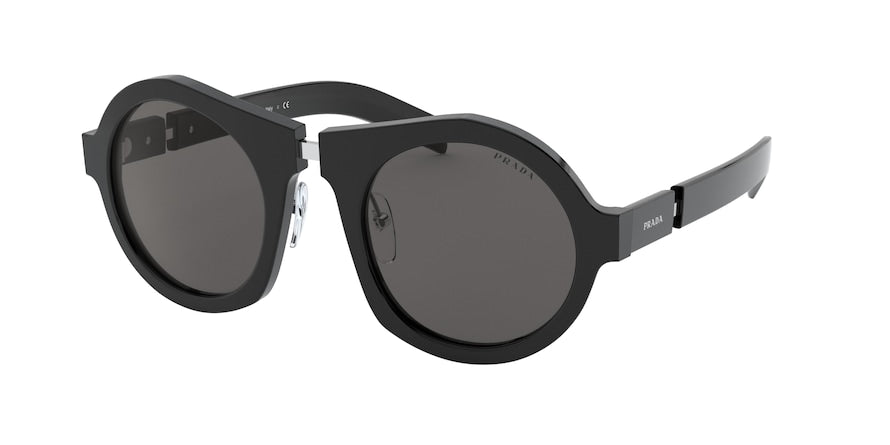 Prada PR10XS Round Sunglasses  1AB5S0-BLACK 50-24-145 - Color Map black