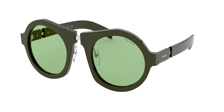 Prada PR10XS Round Sunglasses  5401G2-GREEN 50-24-145 - Color Map green