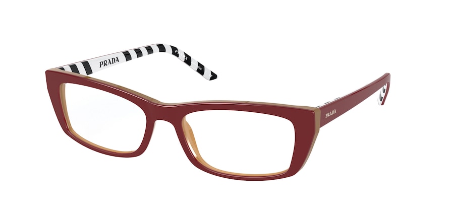 Prada PR10XV Rectangle Eyeglasses  5431O1-TOP RED/BEIGE 54-17-140 - Color Map red