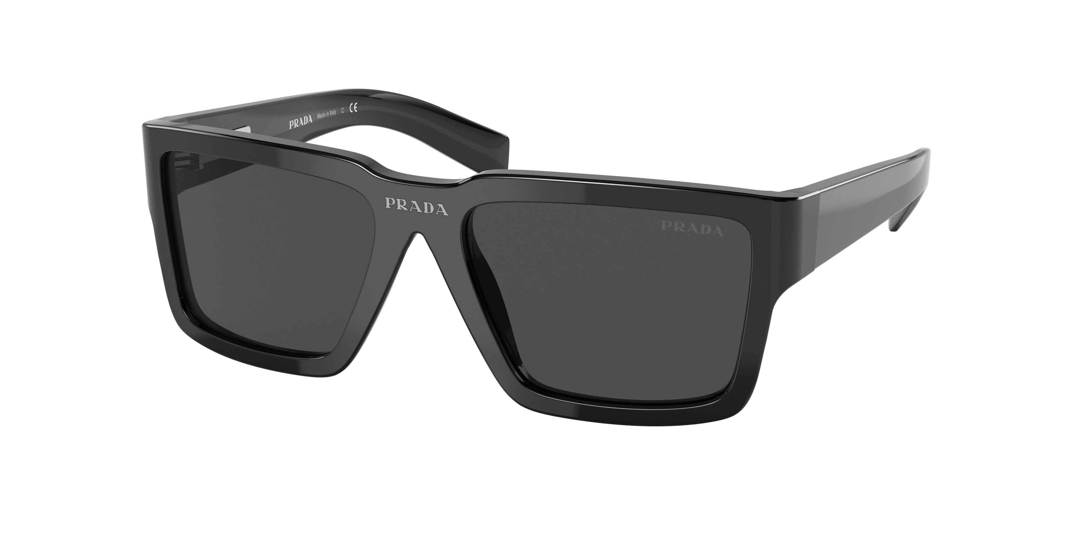 Prada PR10YS Rectangle Sunglasses  1AB5S0-Black 55-135-17 - Color Map Black