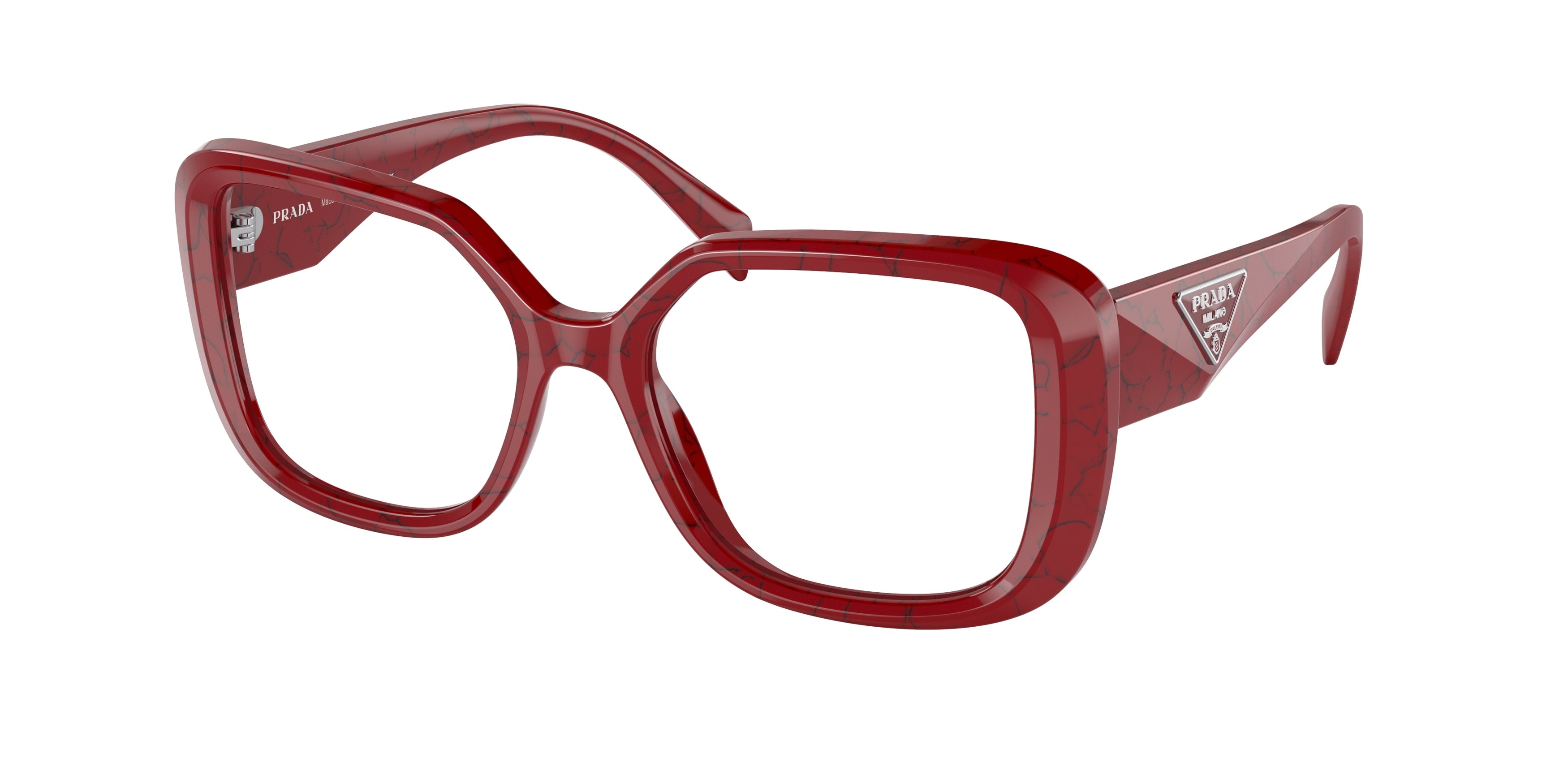 Prada PR10ZV Square Eyeglasses  15D1O1-Etruscan Marble 53-140-18 - Color Map Red