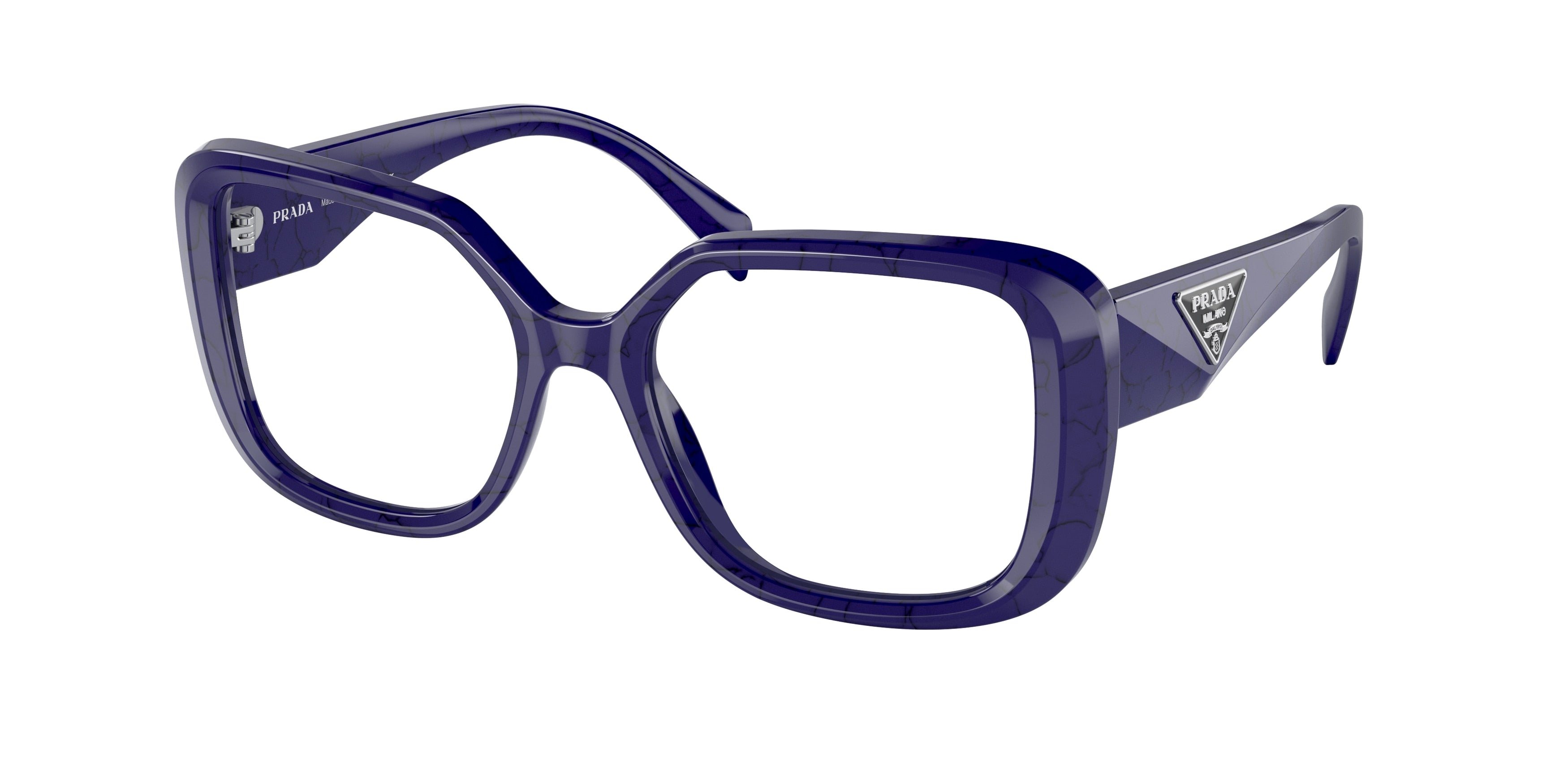 Prada PR10ZV Square Eyeglasses  18D1O1-Baltic Marble 53-140-18 - Color Map Blue