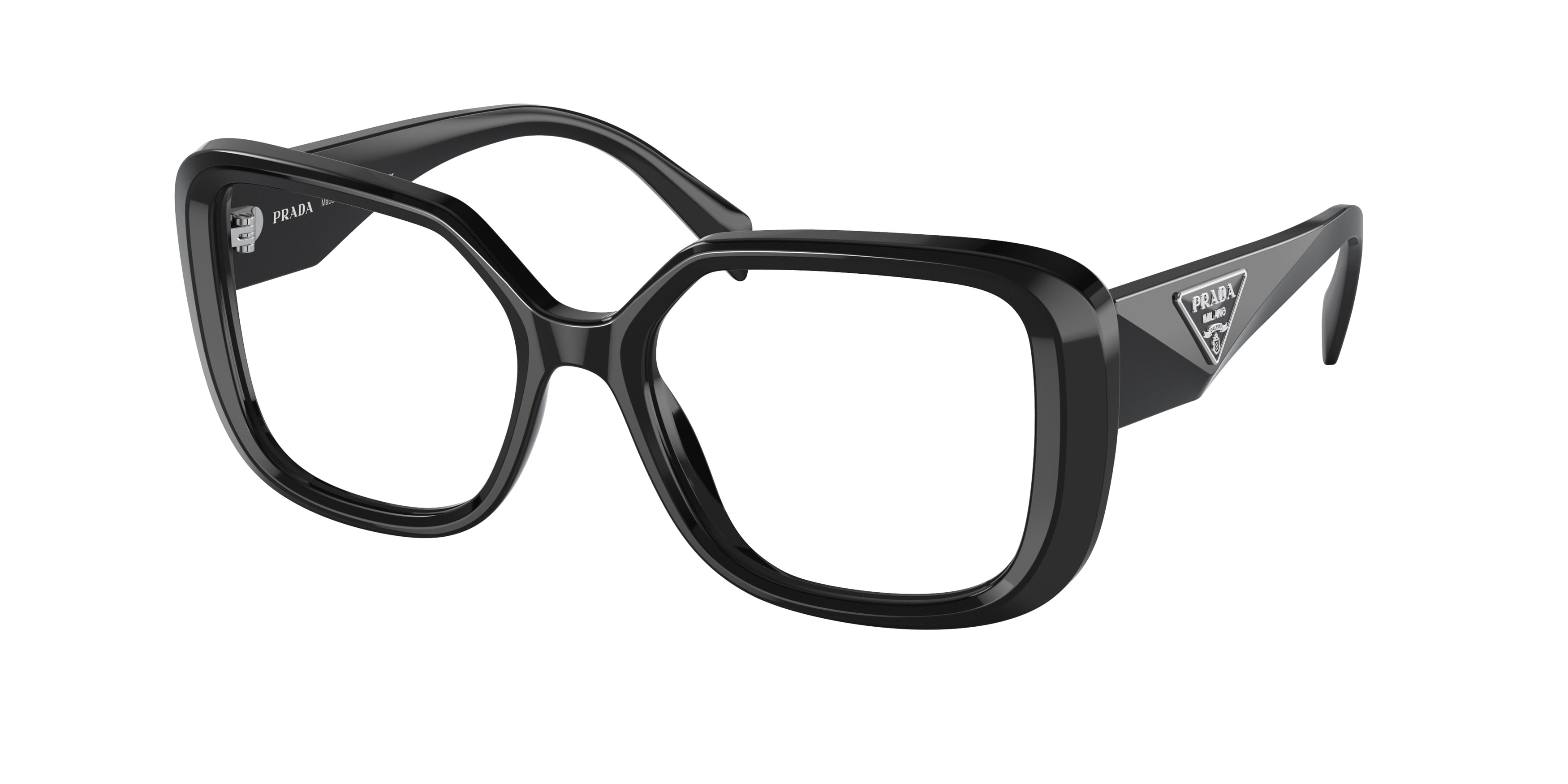 Prada PR10ZV Square Eyeglasses  1AB1O1-Black 53-140-18 - Color Map Black
