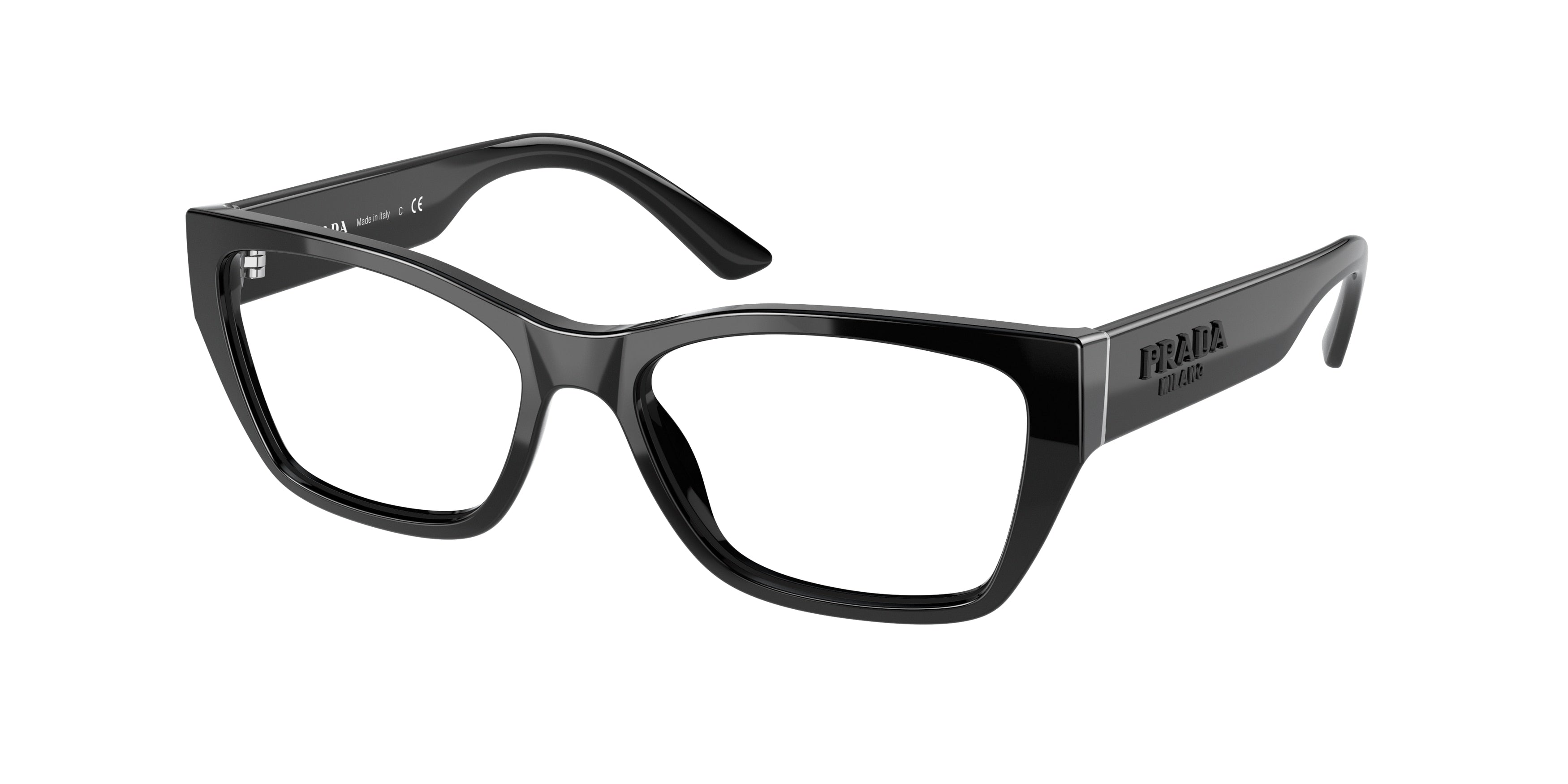 Prada PR11YVF Irregular Eyeglasses  1AB1O1-Black 55-140-16 - Color Map Black