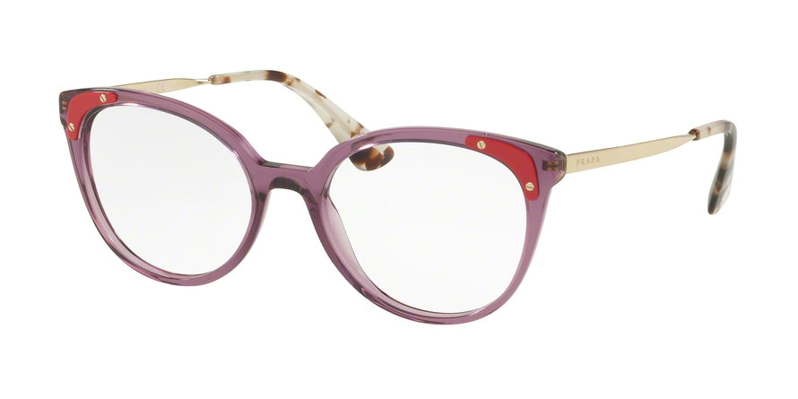Prada CATWALK PR12UV Oval Eyeglasses  04N1O1-TRANSPARENT VIOLET 53-18-140 - Color Map violet