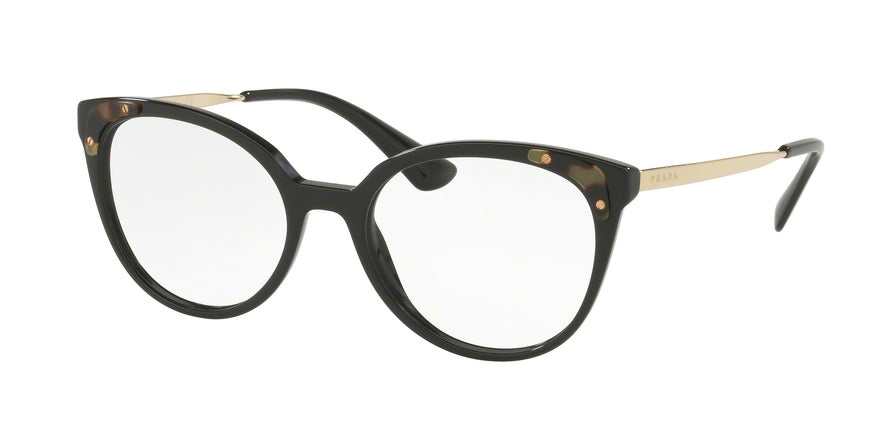 Prada CATWALK PR12UV Oval Eyeglasses  1AB1O1-BLACK 53-18-140 - Color Map black
