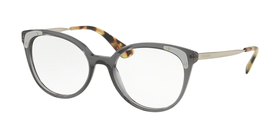 Prada CATWALK PR12UV Oval Eyeglasses  TSI1O1-TRANSPARENT GREY 53-18-140 - Color Map grey