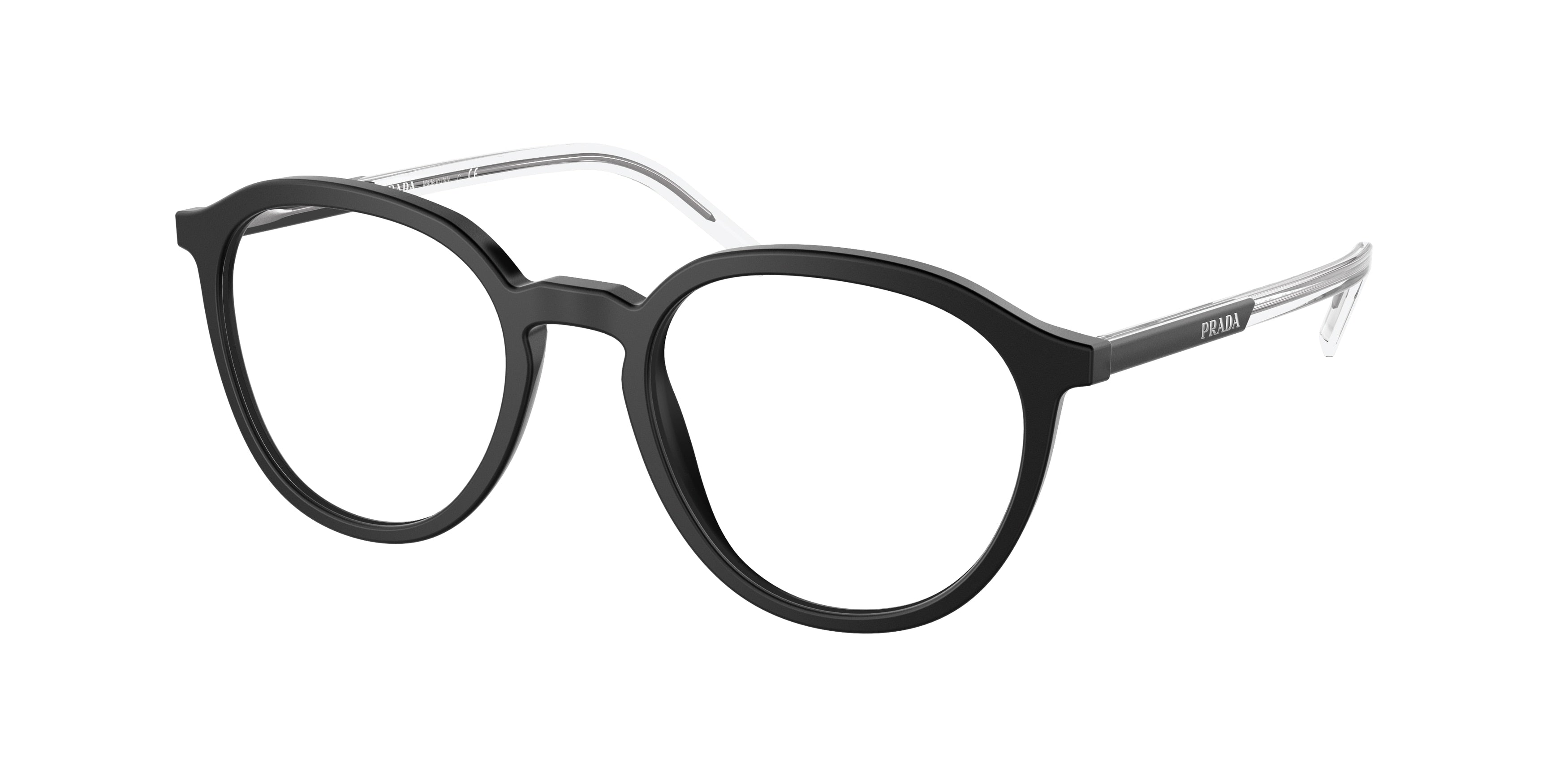 Prada PR12YVF Phantos Eyeglasses  1BO1O1-Matte Black 52-145-19 - Color Map Black