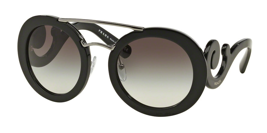 Prada PR13SS Round Sunglasses  1AB0A7-BLACK 54-25-135 - Color Map black