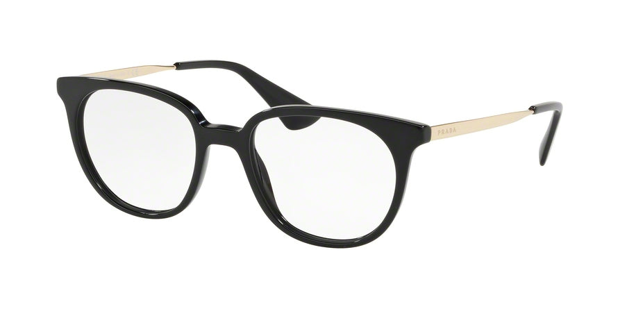 Prada CATWALK PR13UVF Oval Eyeglasses  1AB1O1-BLACK 52-17-140 - Color Map black