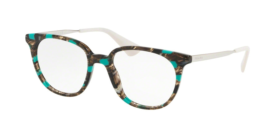 Prada CATWALK PR13UV Oval Eyeglasses  KJJ1O1-STRIPED GREY/GREEN 50-18-140 - Color Map grey