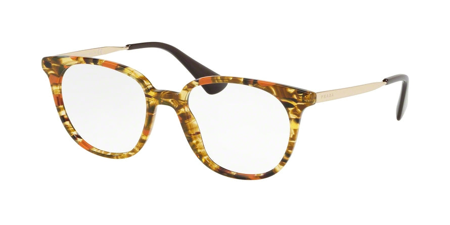 Prada CATWALK PR13UV Oval Eyeglasses  KJN1O1-STRIPED BROWN/ORANGE 50-18-140 - Color Map brown