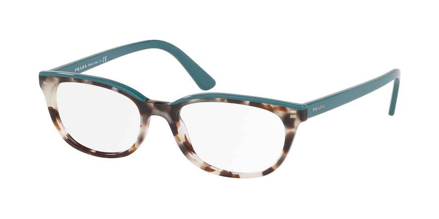 Prada CATWALK PR13VVF Oval Eyeglasses  4751O1-SPOTTED BROWN OPAL/GREEN 53-17-145 - Color Map brown