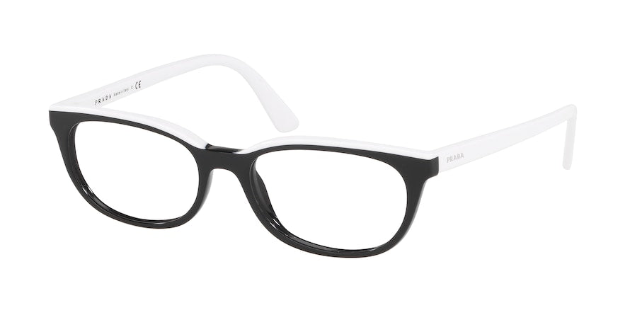Prada CATWALK PR13VVF Oval Eyeglasses  YC41O1-BLACK/WHITE 53-17-145 - Color Map black