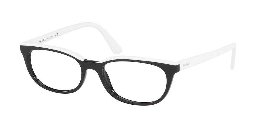 Prada CATWALK PR13VVF Oval Eyeglasses  YC41O1-BLACK/WHITE 51-17-140 - Color Map black