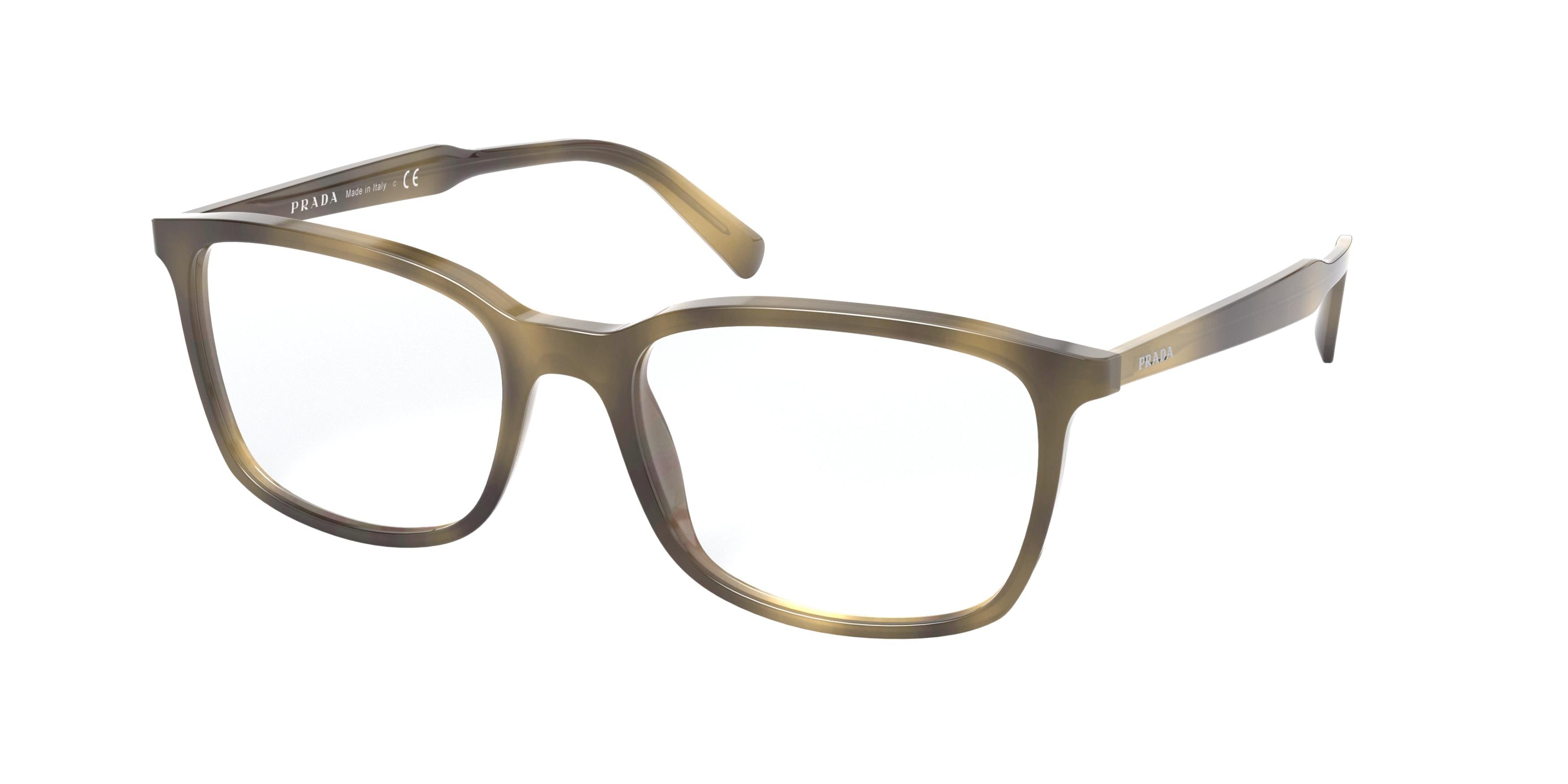 Prada CONCEPTUAL PR13XV Pillow Eyeglasses  5481O1-Striped Green 55-145-18 - Color Map Green