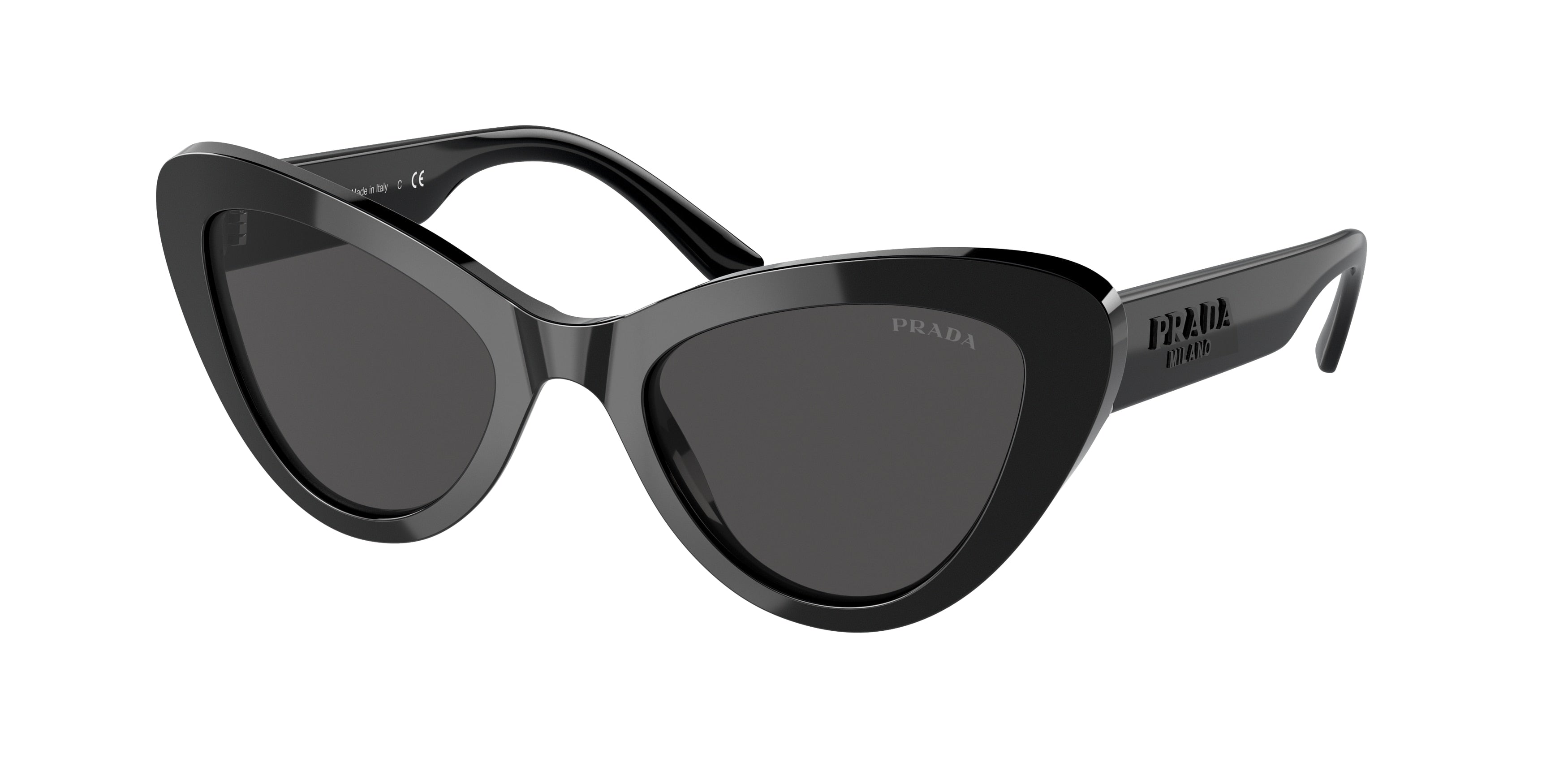 Prada PR13YS Cat Eye Sunglasses  1AB5S0-Black 52-140-21 - Color Map Black