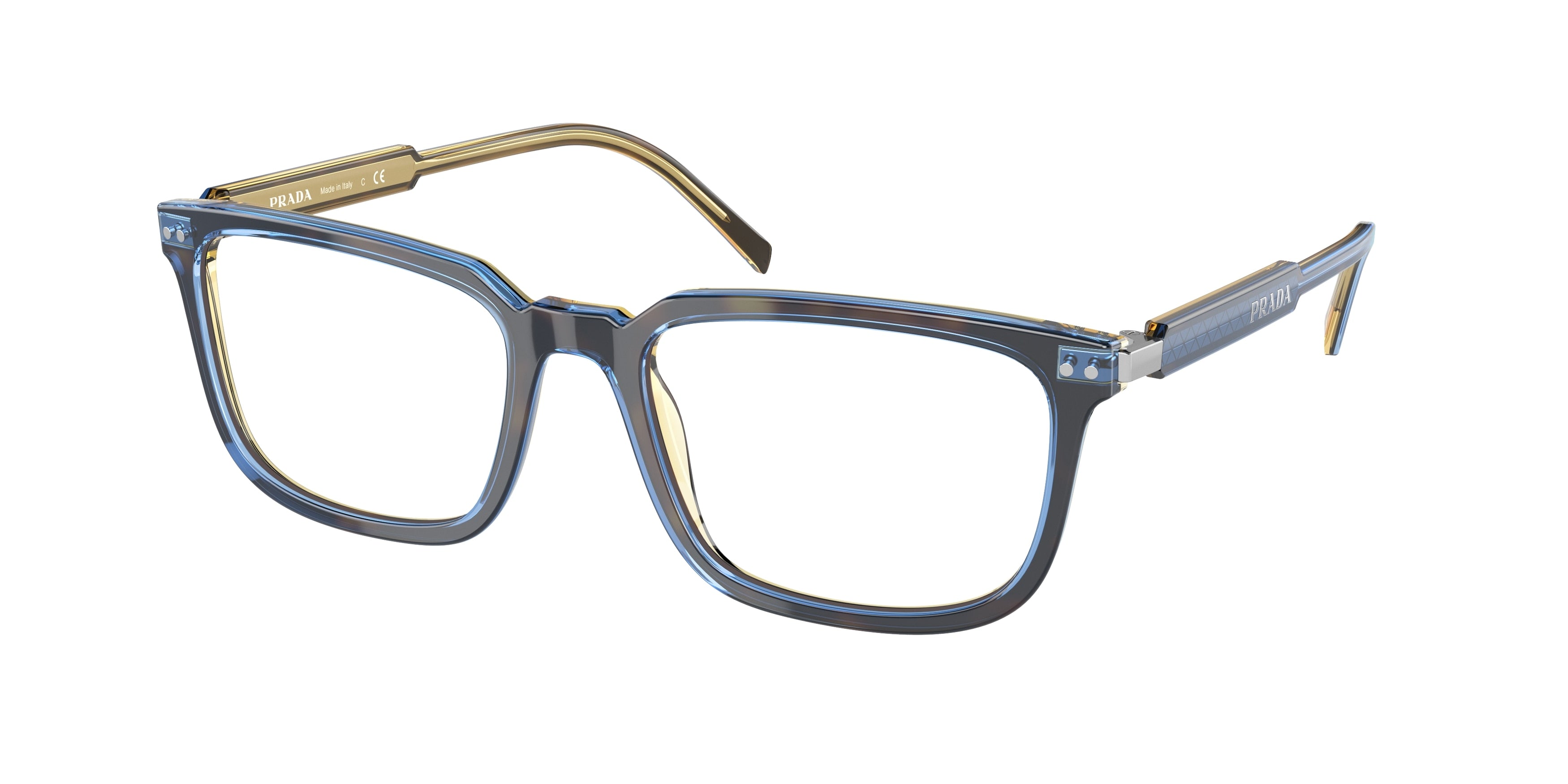 Prada PR13YVF Rectangle Eyeglasses  ZXH1O1-Denim Tortoise 56-145-18 - Color Map Tortoise