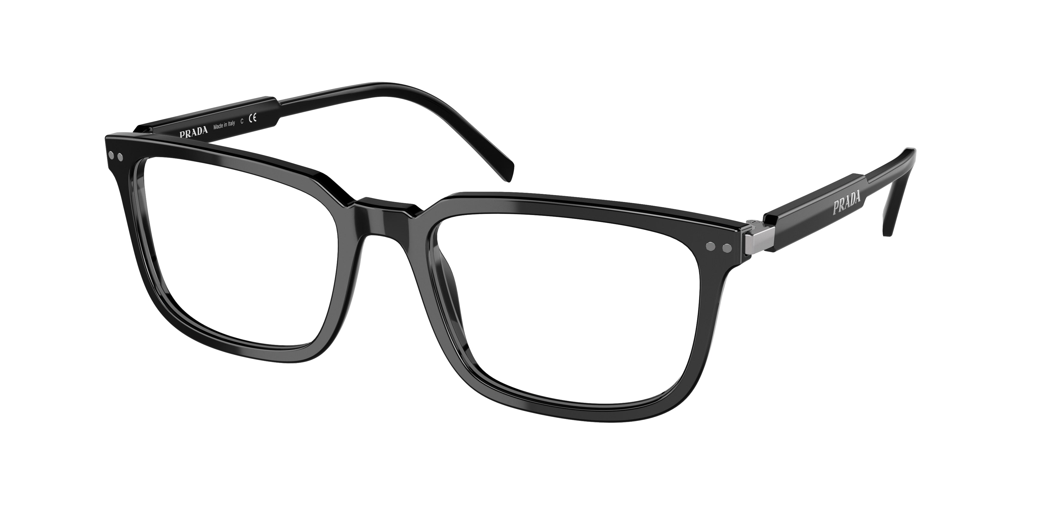 Prada PR13YV Rectangle Eyeglasses  1AB1O1-Black 55-140-19 - Color Map Black