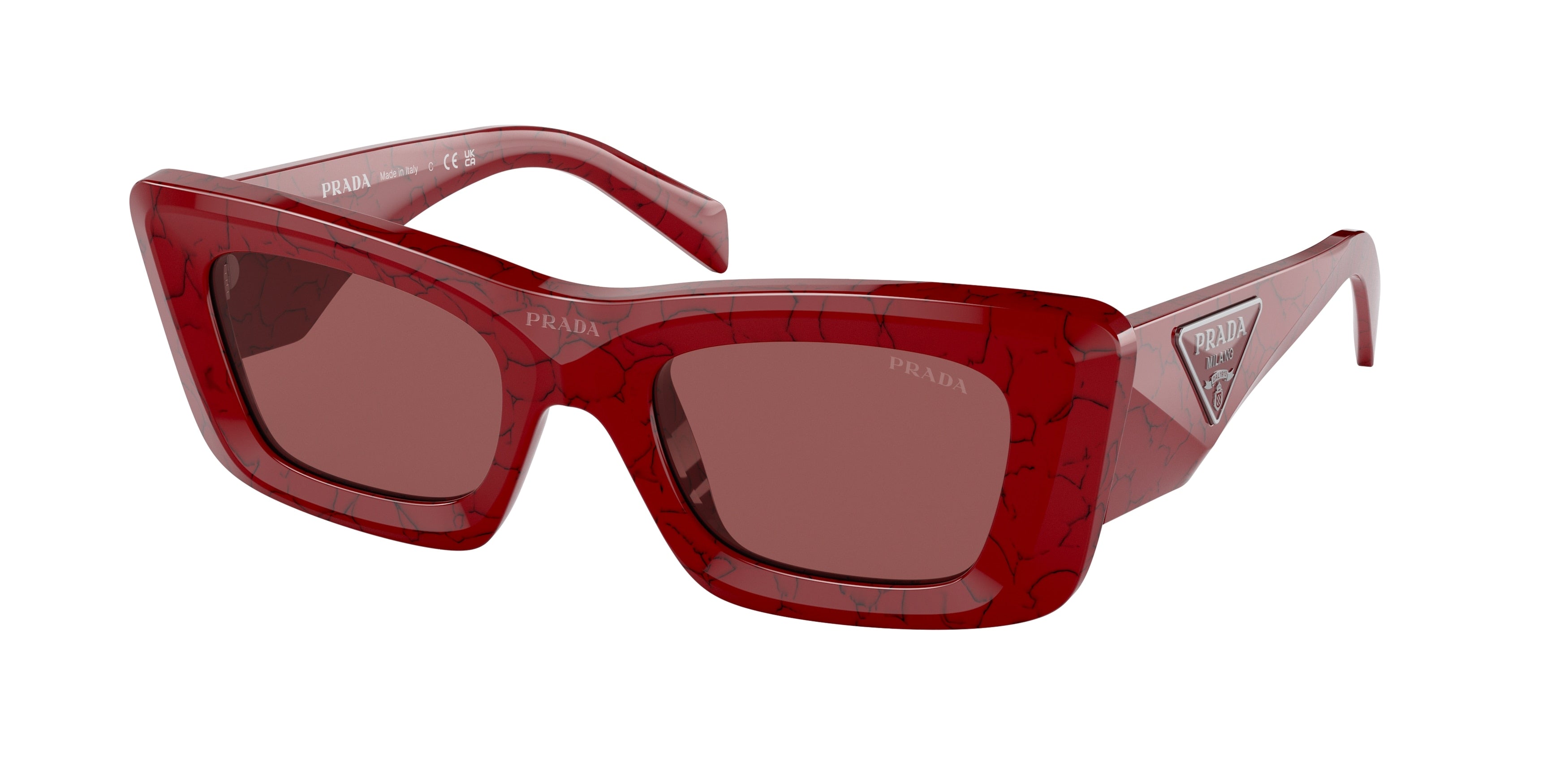 Prada PR13ZSF Cat Eye Sunglasses  15D08S-Etruscan Marble 51-140-20 - Color Map Red