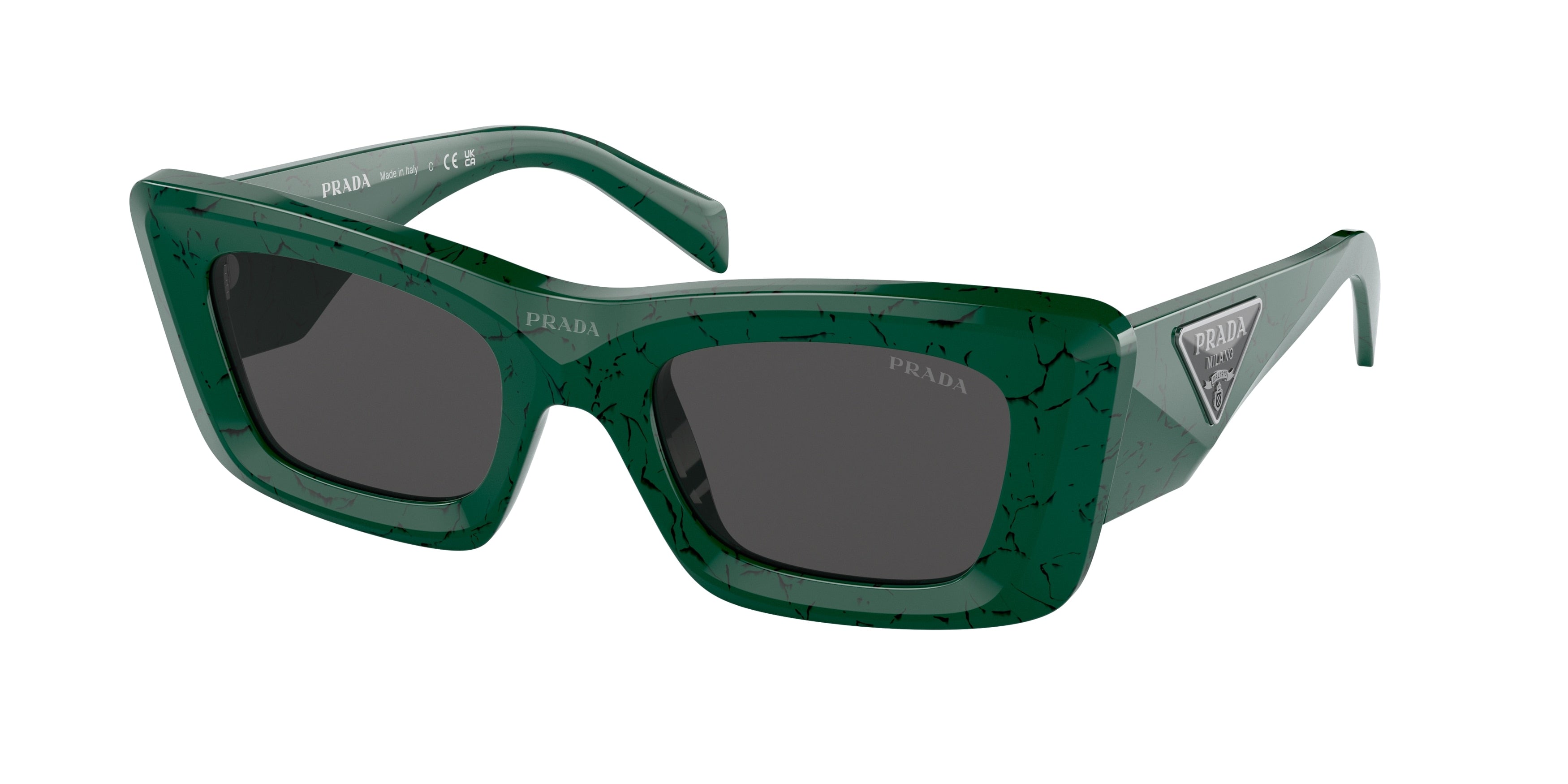Prada PR13ZSF Cat Eye Sunglasses  16D5S0-Green Marble 51-140-20 - Color Map Green