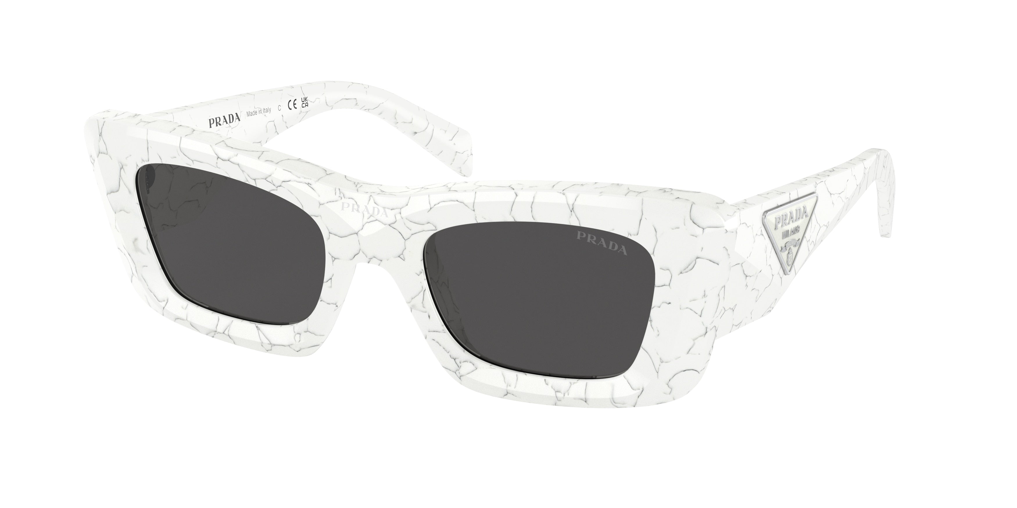Prada PR13ZS Cat Eye Sunglasses  17D5S0-Matte White Marble 50-140-21 - Color Map White