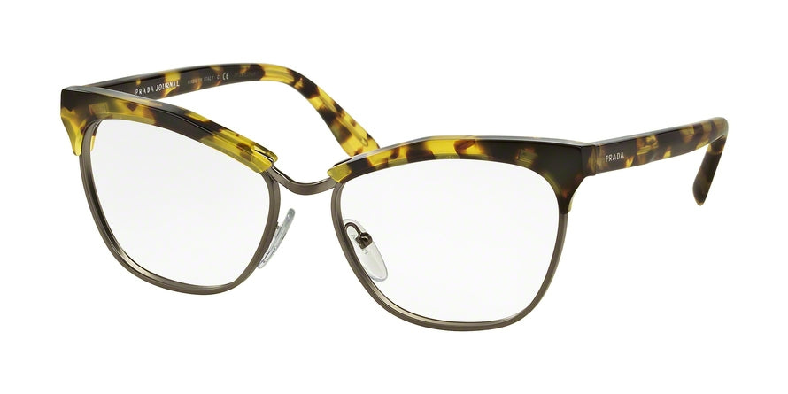 Prada PR14SV Cat Eye Eyeglasses  UBN1O1-YELLOW HAVANA 53-16-140 - Color Map yellow