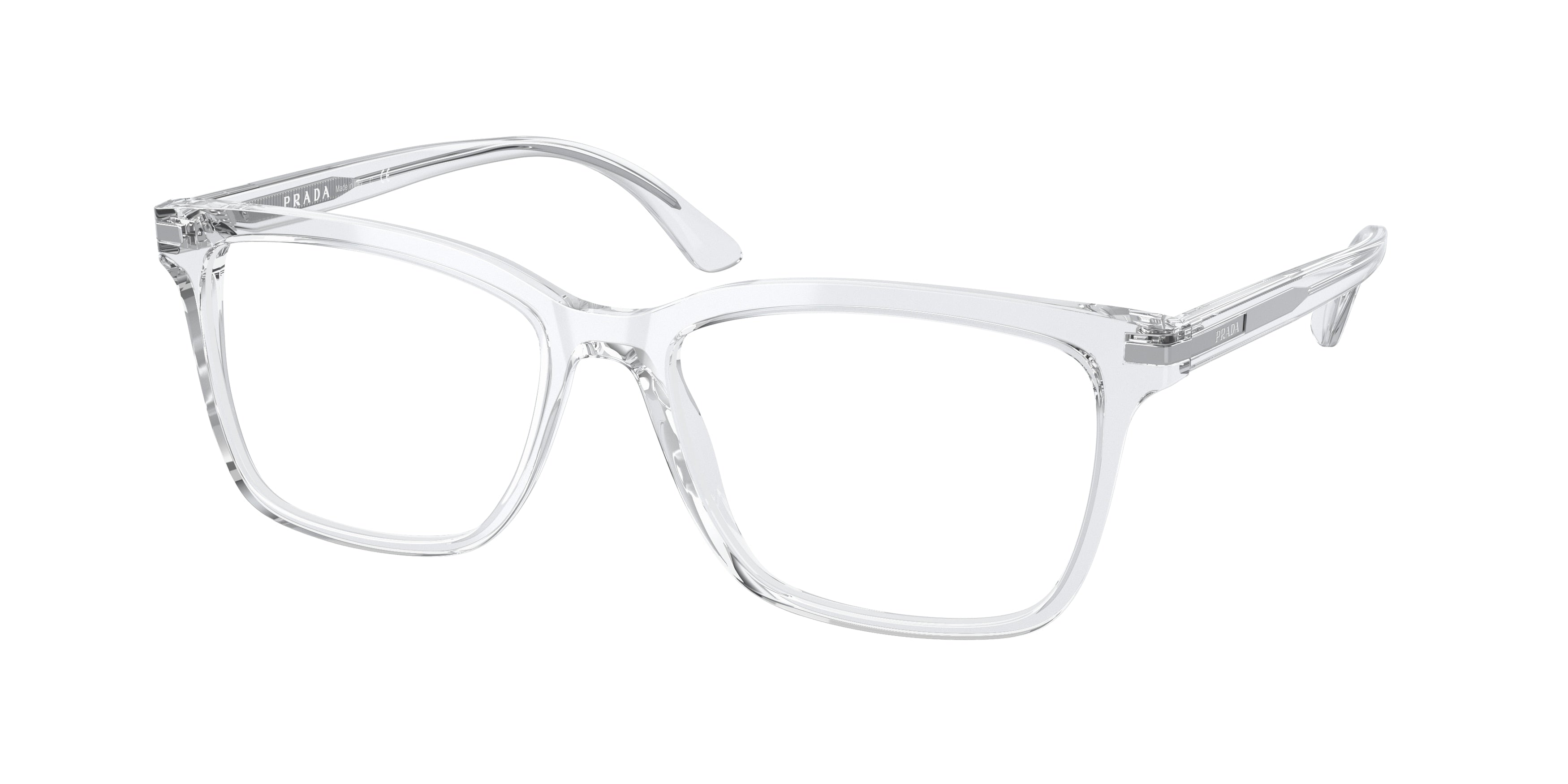 Prada PR14WVF Rectangle Eyeglasses  2AZ1O1-Crystal 56-150-17 - Color Map White