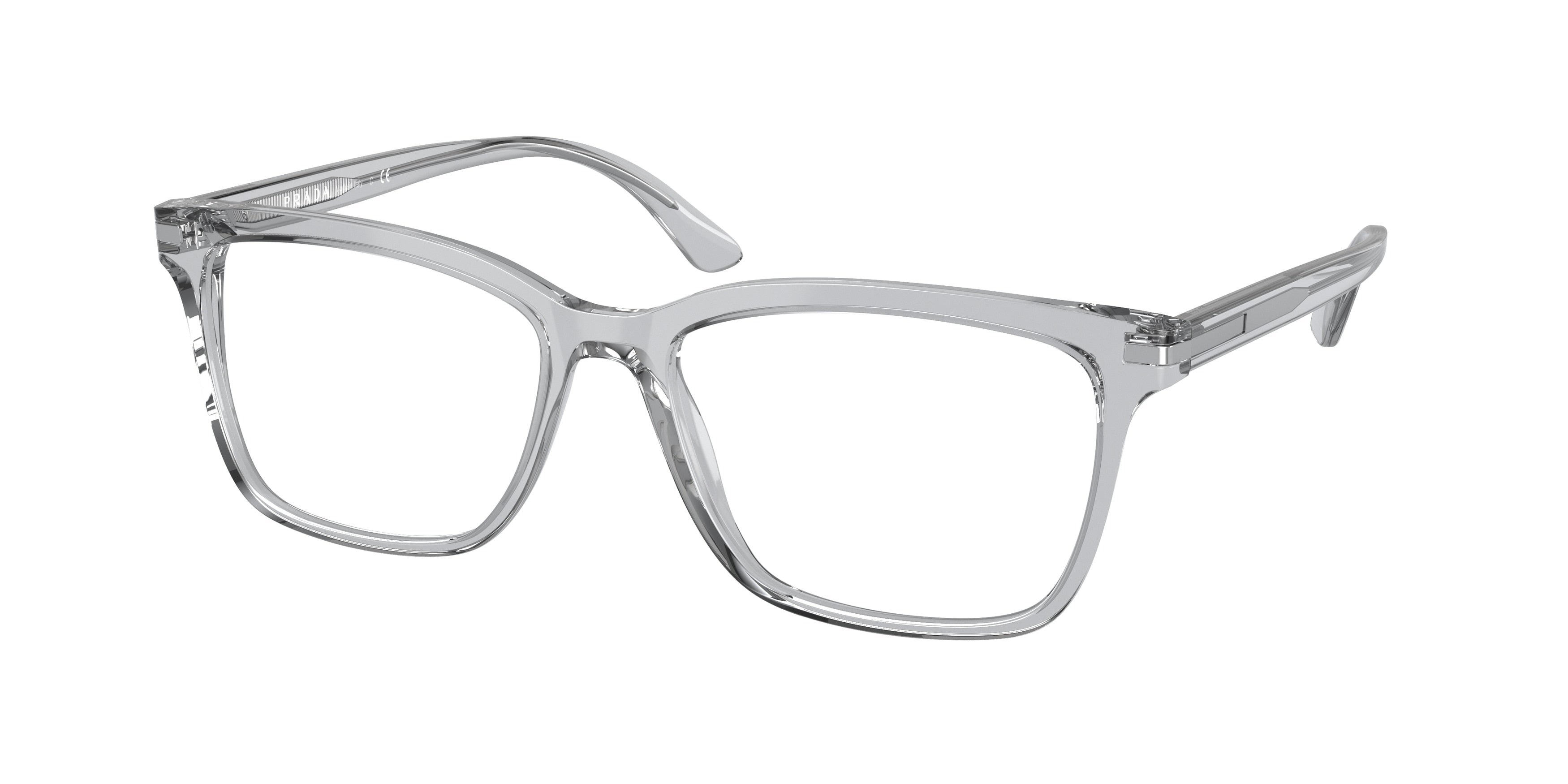Prada PR14WVF Rectangle Eyeglasses  U431O1-Crystal Grey 56-150-17 - Color Map Grey