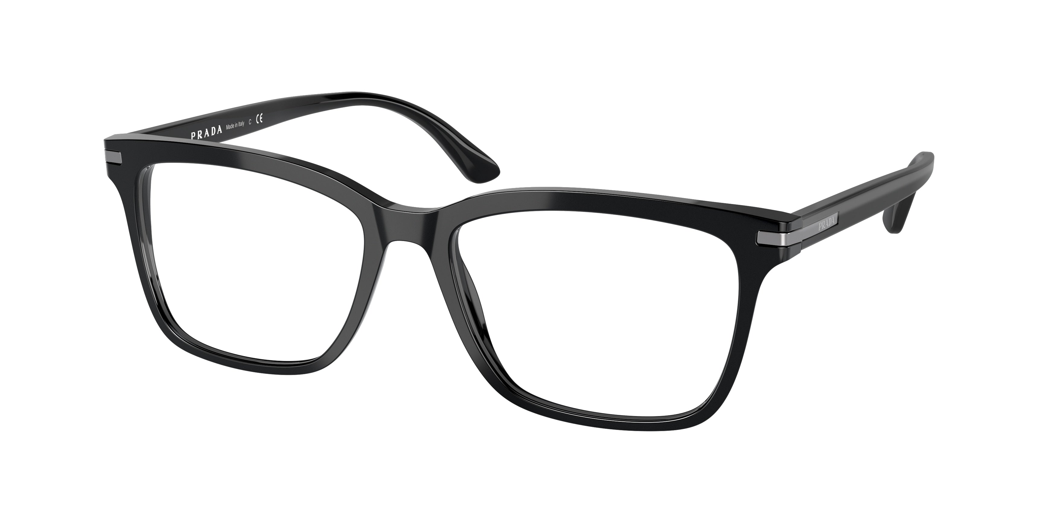 Prada PR14WV Rectangle Eyeglasses  1AB1O1-Black 56-150-18 - Color Map Black