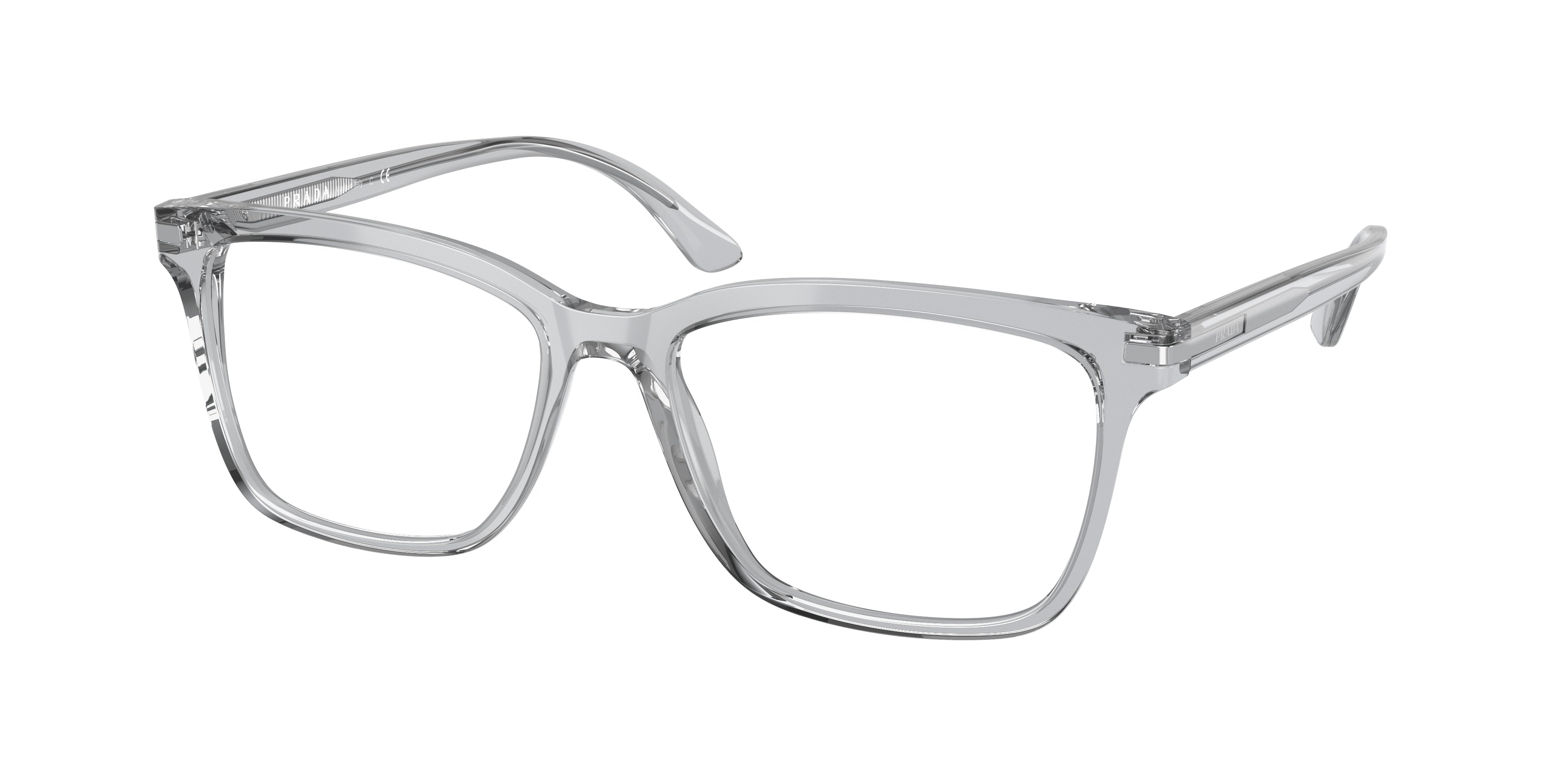 Prada PR14WV Rectangle Eyeglasses  U431O1-Crystal Grey 56-150-18 - Color Map Grey
