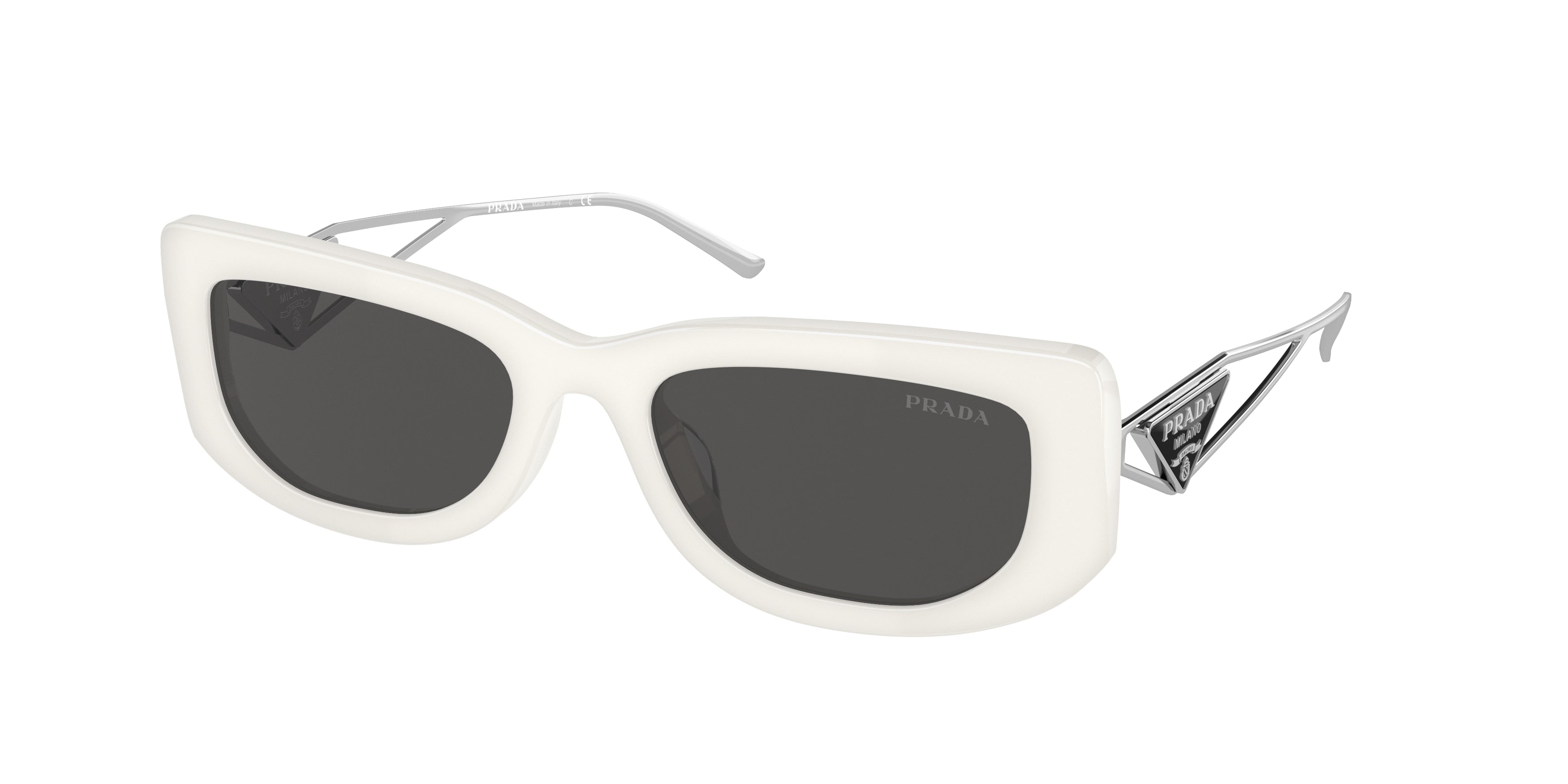 Prada PR14YS Rectangle Sunglasses  1425S0-Talc 53-140-19 - Color Map White