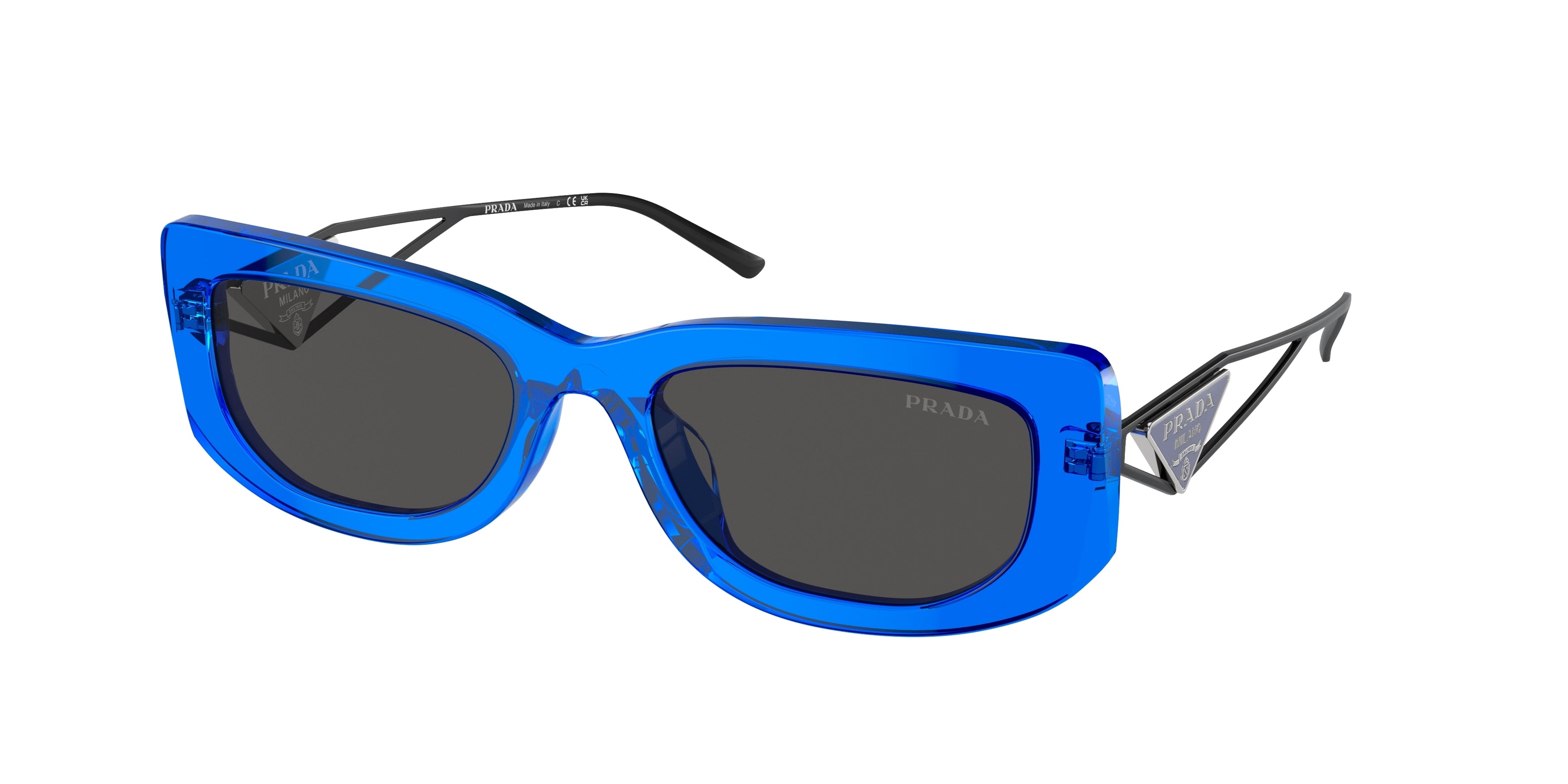 Prada PR14YS Rectangle Sunglasses  18M5S0-Crystal Electric Blue 53-140-19 - Color Map Blue