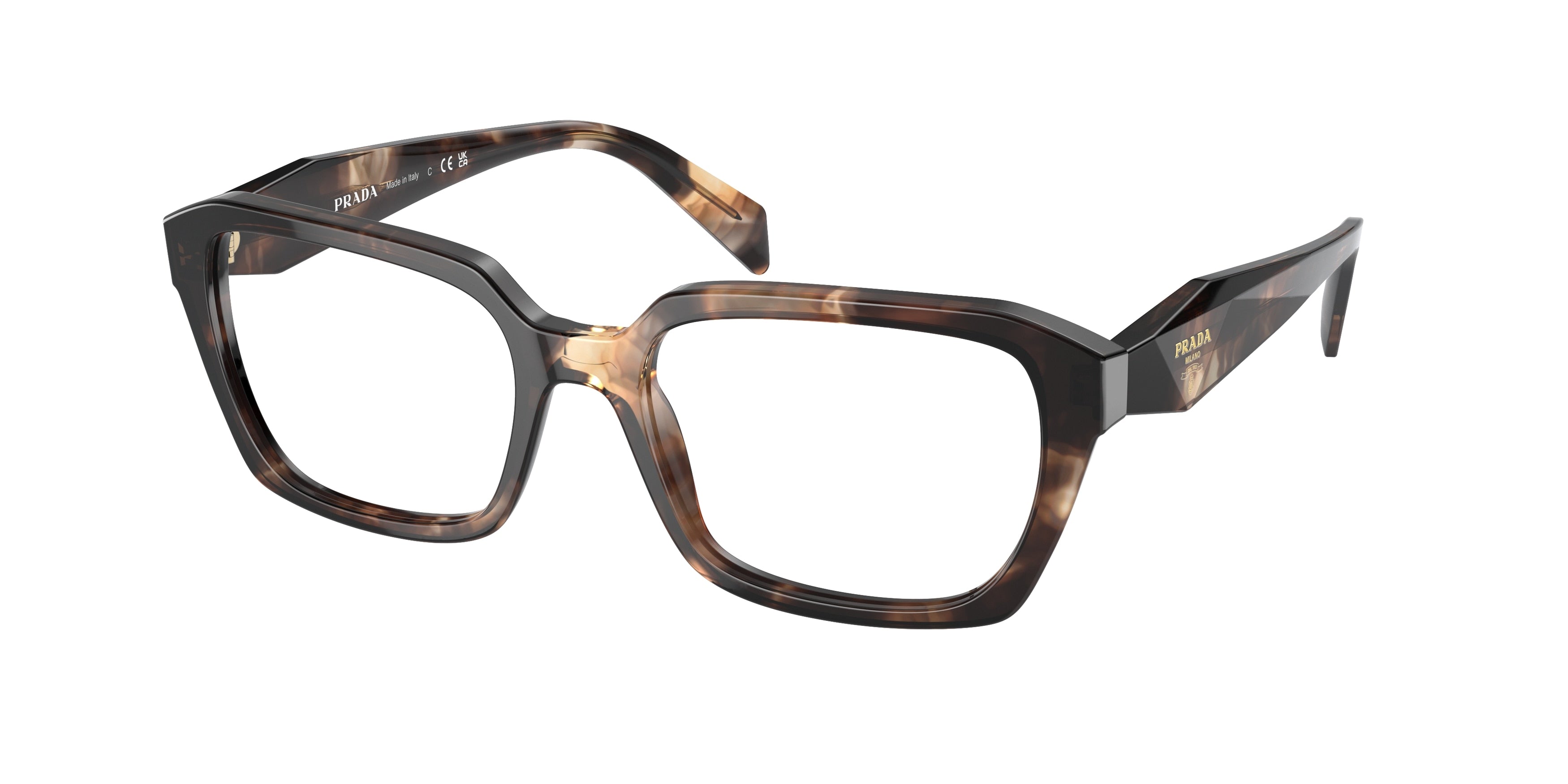 Prada PR14ZVF Irregular Eyeglasses  07R1O1-Havana 55-145-17 - Color Map Tortoise