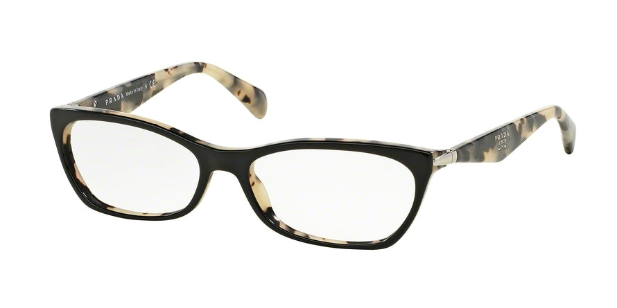 Prada CATWALK PR15PVA Irregular Eyeglasses  ROK1O1-TOP BLACK/WHITE HAVANA 55-16-135 - Color Map black