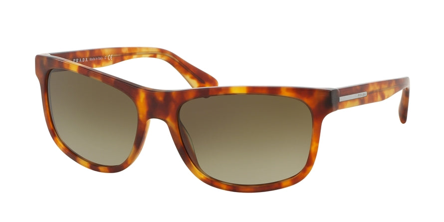 Prada PLAQUE PR15RS Rectangle Sunglasses  TWO1X1-MATTE BRUSHED LIGHT HAVANA 60-18-140 - Color Map havana