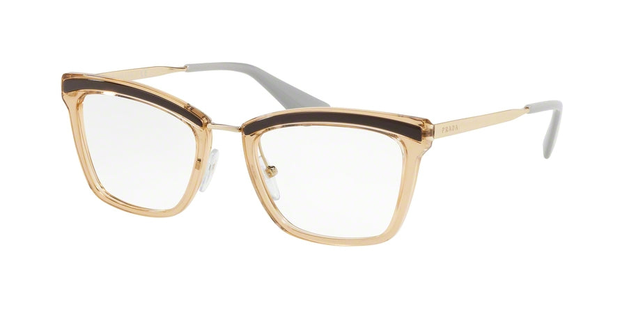 Prada CATWALK PR15UV Rectangle Eyeglasses  KOF1O1-BRONW/ANTIQUE PINK 52-19-145 - Color Map pink
