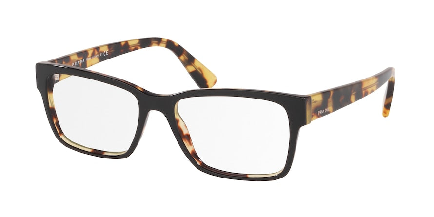 Prada HERITAGE PR15VVF Rectangle Eyeglasses  NAI1O1-TOP BLACK/MEDIUM HAVANA 55-17-145 - Color Map black