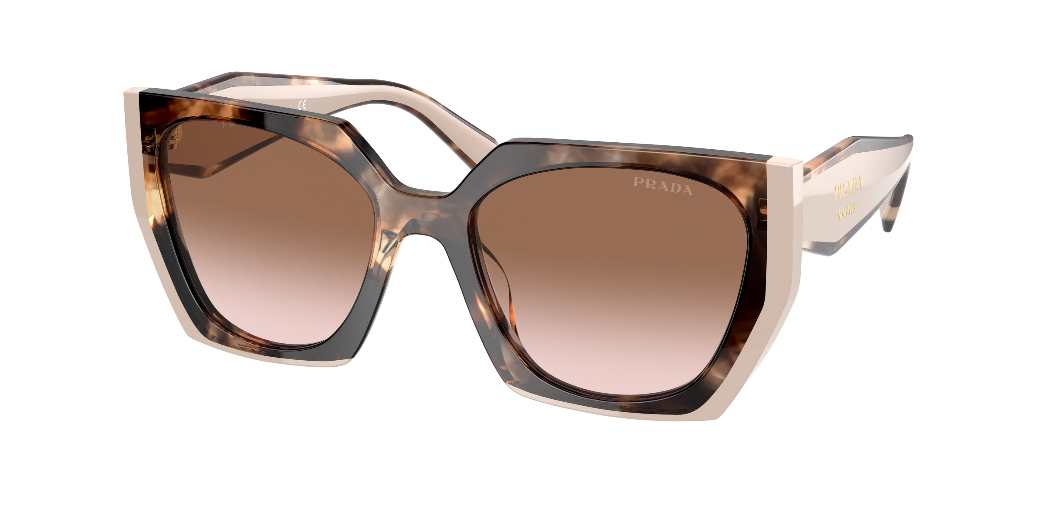 Prada PR15WSF Rectangle Sunglasses  01R0A6-Tortoise Caramel/Powder 54-140-19 - Color Map Tortoise