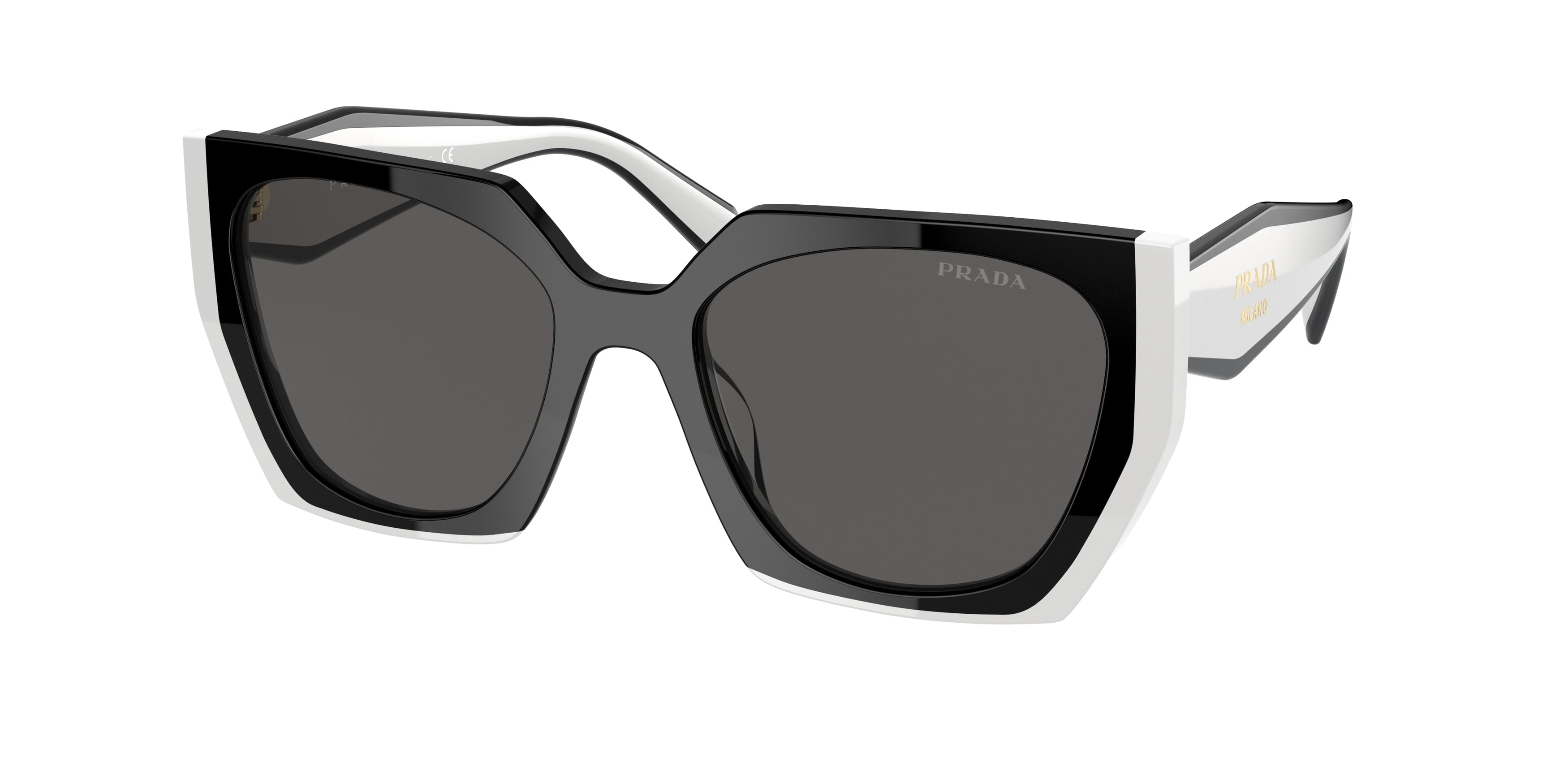 Prada PR15WS Rectangle Sunglasses  09Q5S0-Black/Talc 54-140-19 - Color Map Black