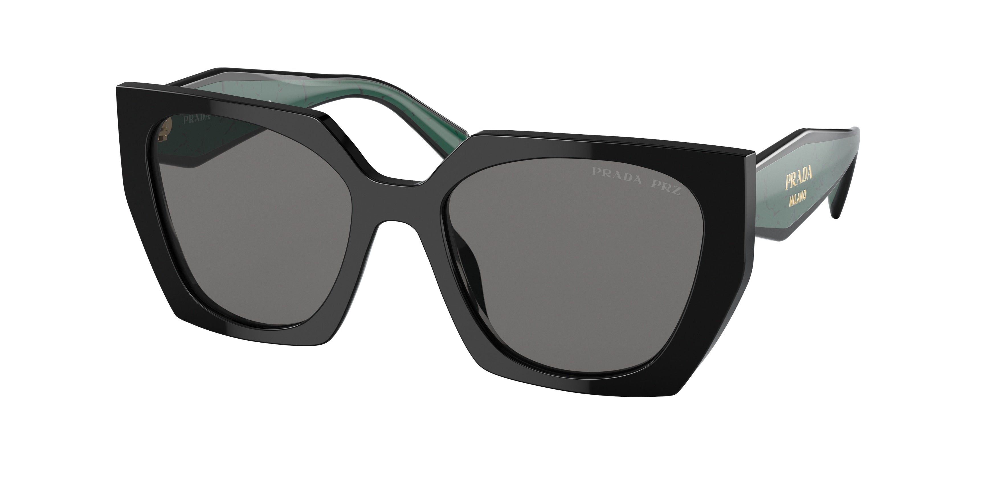Prada PR15WS Rectangle Sunglasses  1AB5Z1-Black 54-140-19 - Color Map Black