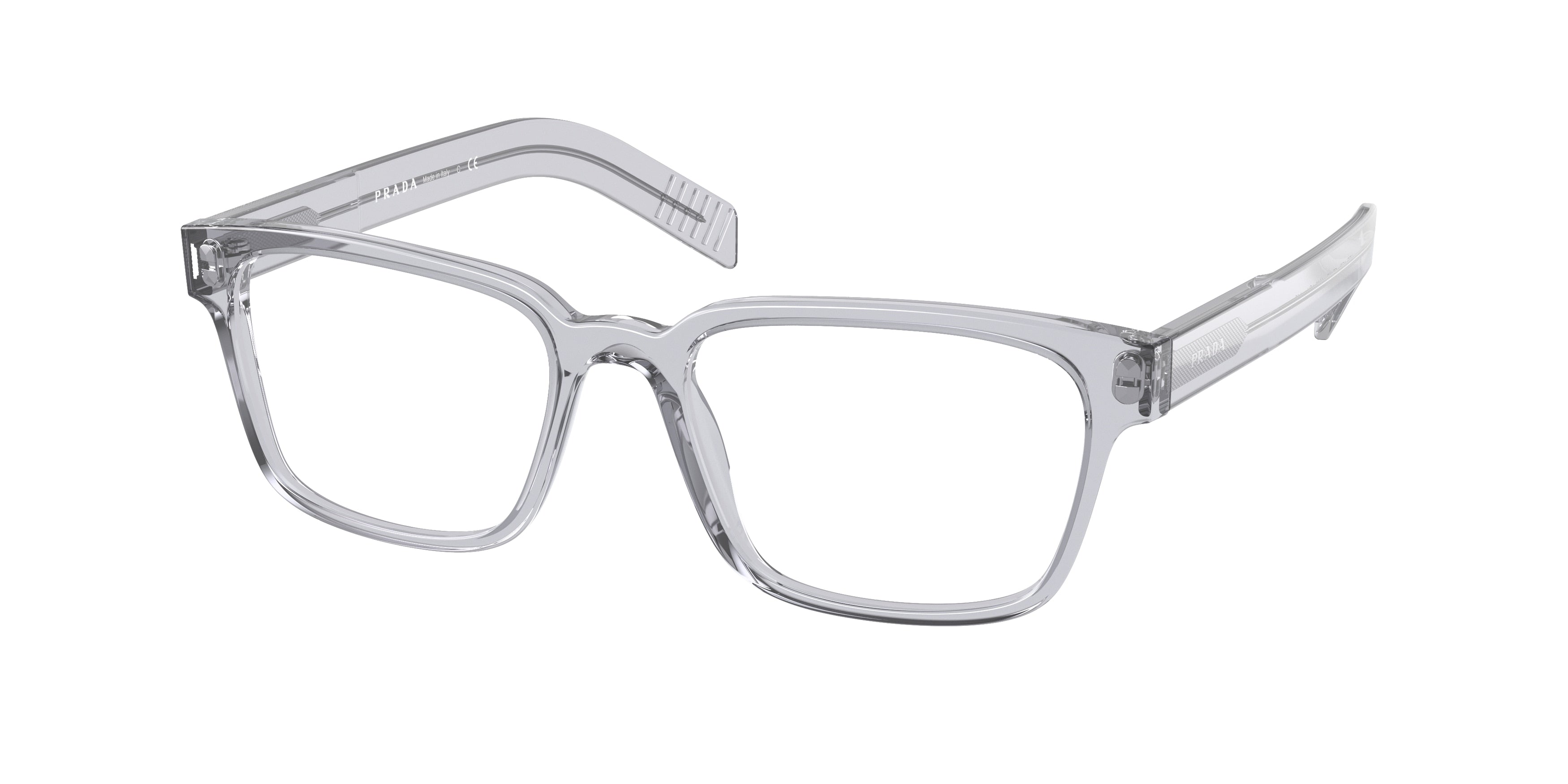 Prada PR15WV Rectangle Eyeglasses  U431O1-Grey Crystal 53-145-18 - Color Map Grey