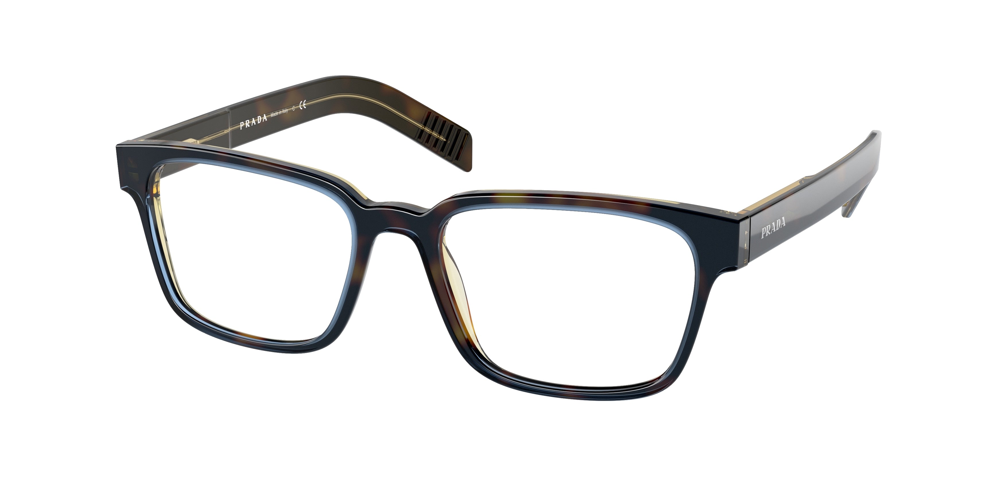 Prada PR15WV Rectangle Eyeglasses  ZXH1O1-Havana Denim 53-145-18 - Color Map Brown